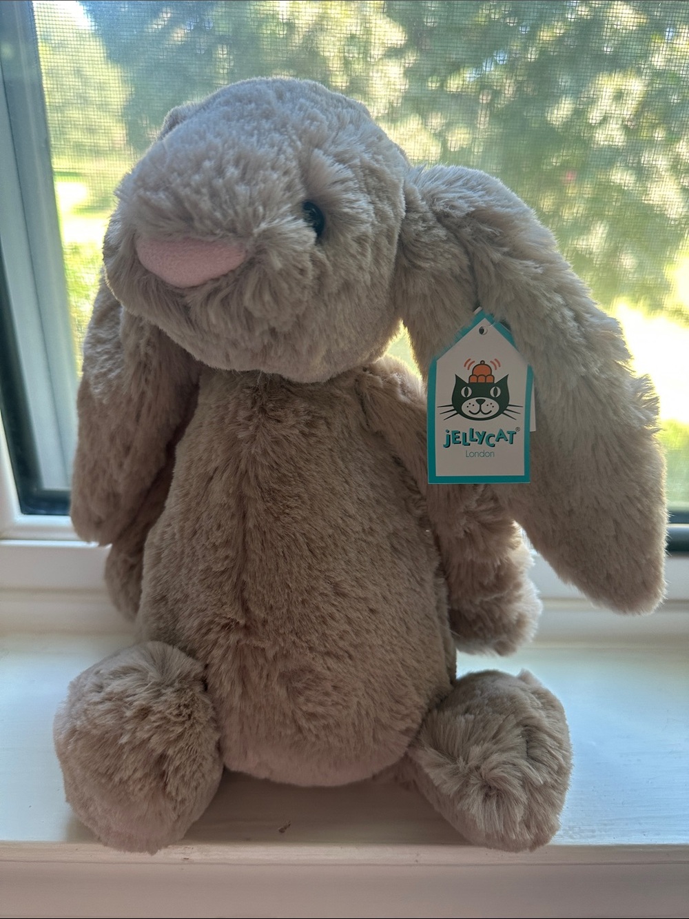 Jellycat Beige Plush Bunny with Pink Nose